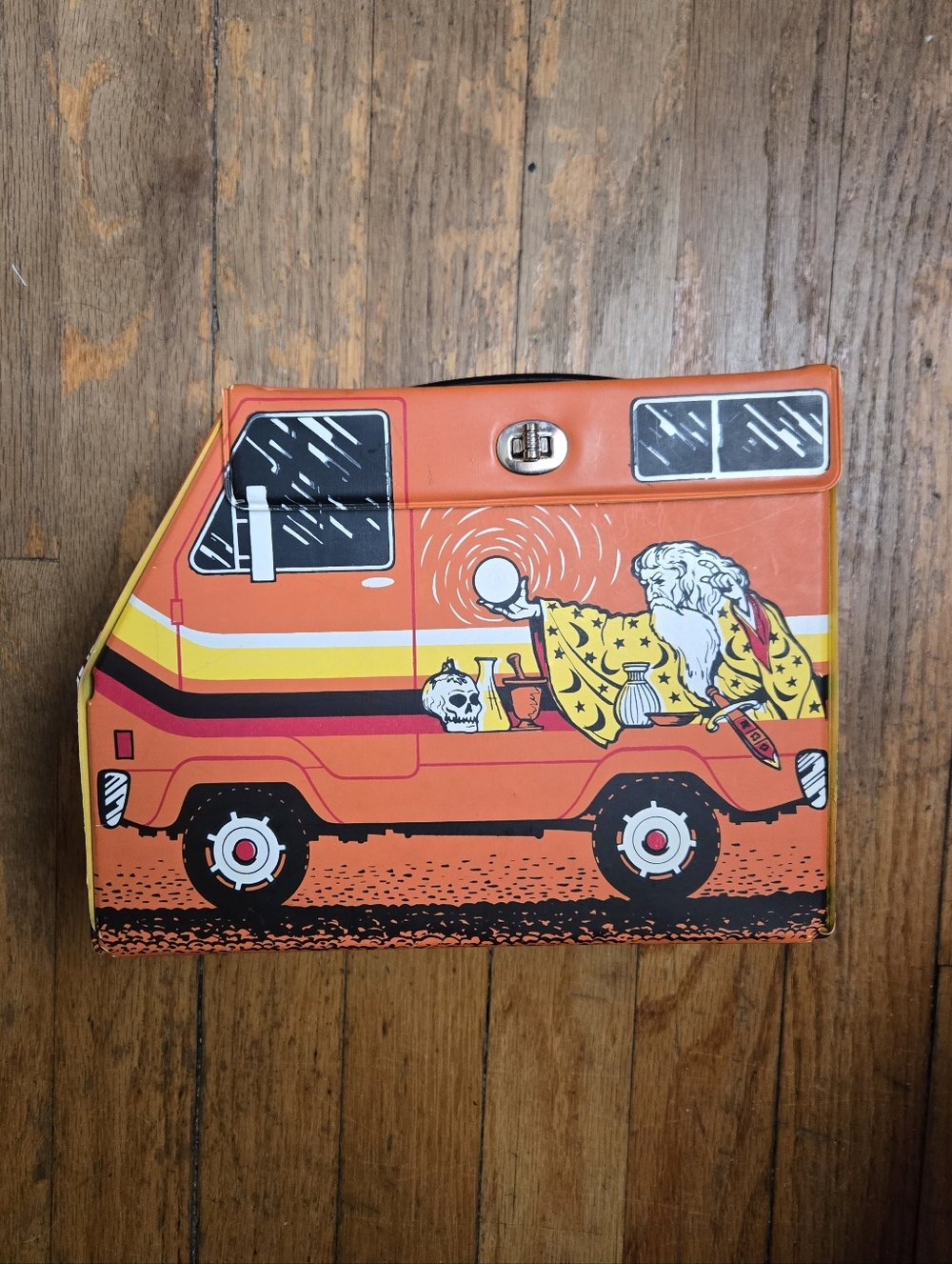 Vintage 70s Thermos Vinyl Lunch Box Wizard Mideval Knight Van Novelty Bag Purse